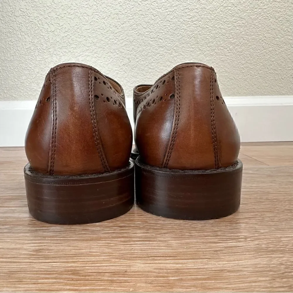 Calzoleria Toscana Brown Genuine Leather Brogue Wingtip Oxford Shoes